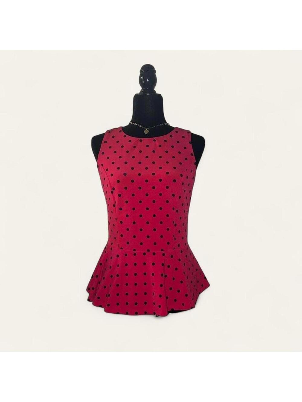 Red Polka Dot Stretch Top Coquette Pinup Size M